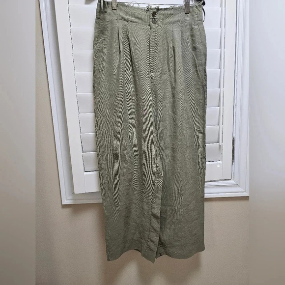 Pants Sans Souci  Khaki Rayon Wide Leg size L waist 16 1/2" - Picture 11 of 11